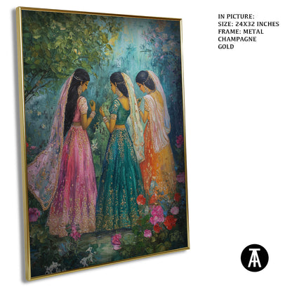 Artwork in Light Brown Frame