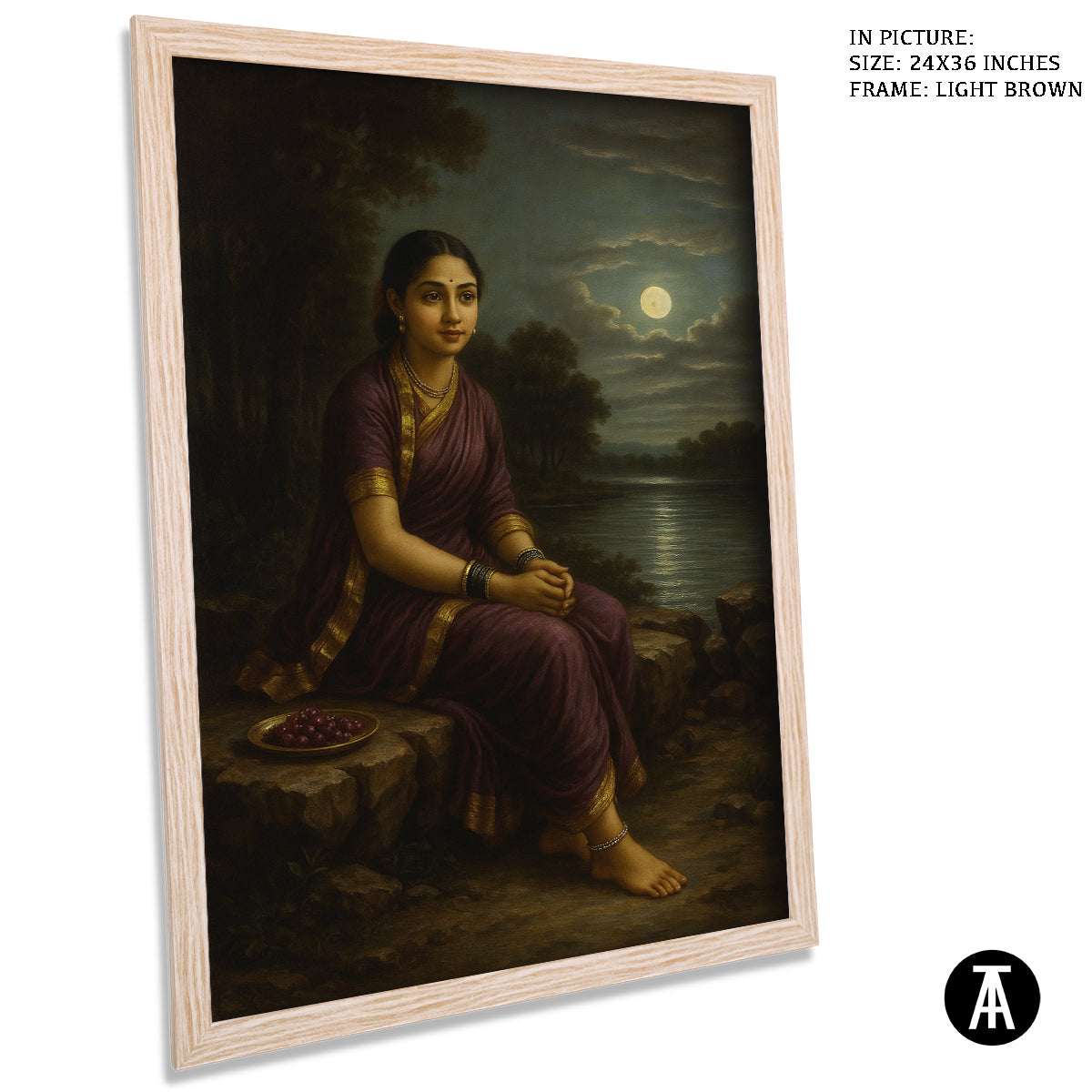 Artwork in Light Brown Frame