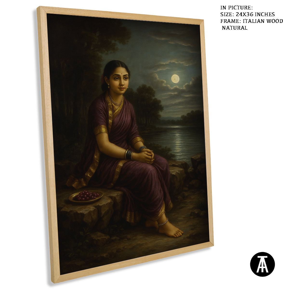 Artwork in Natural Wood Frame