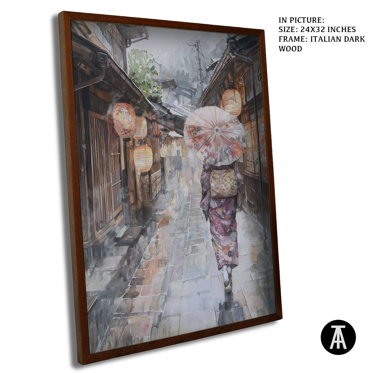 Artwork in Dark Wood Frame