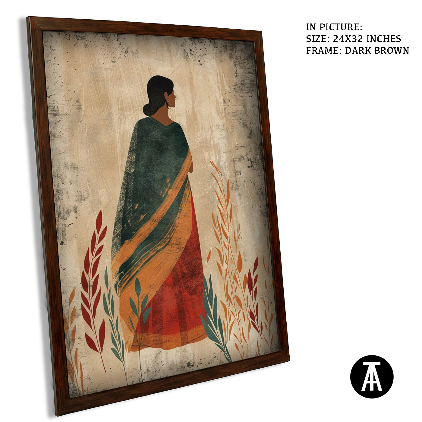 Artwork in Dark Brown Frame