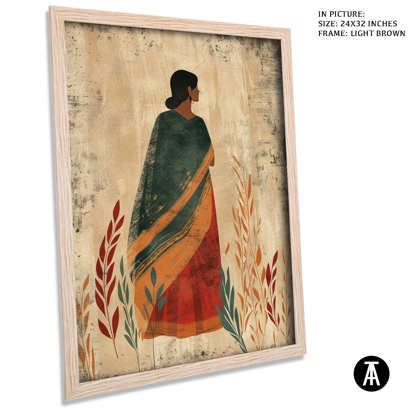 Artwork in Light Brown Frame