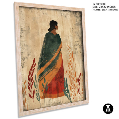 Artwork in Light Brown Frame