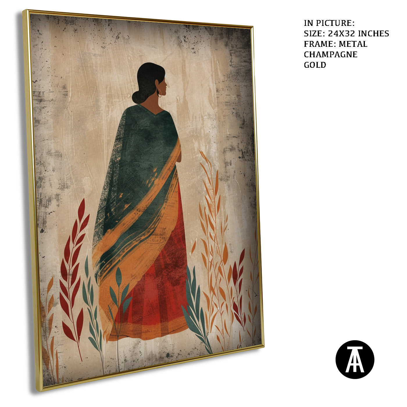 Artwork in Metal Champagne Gold Frame
