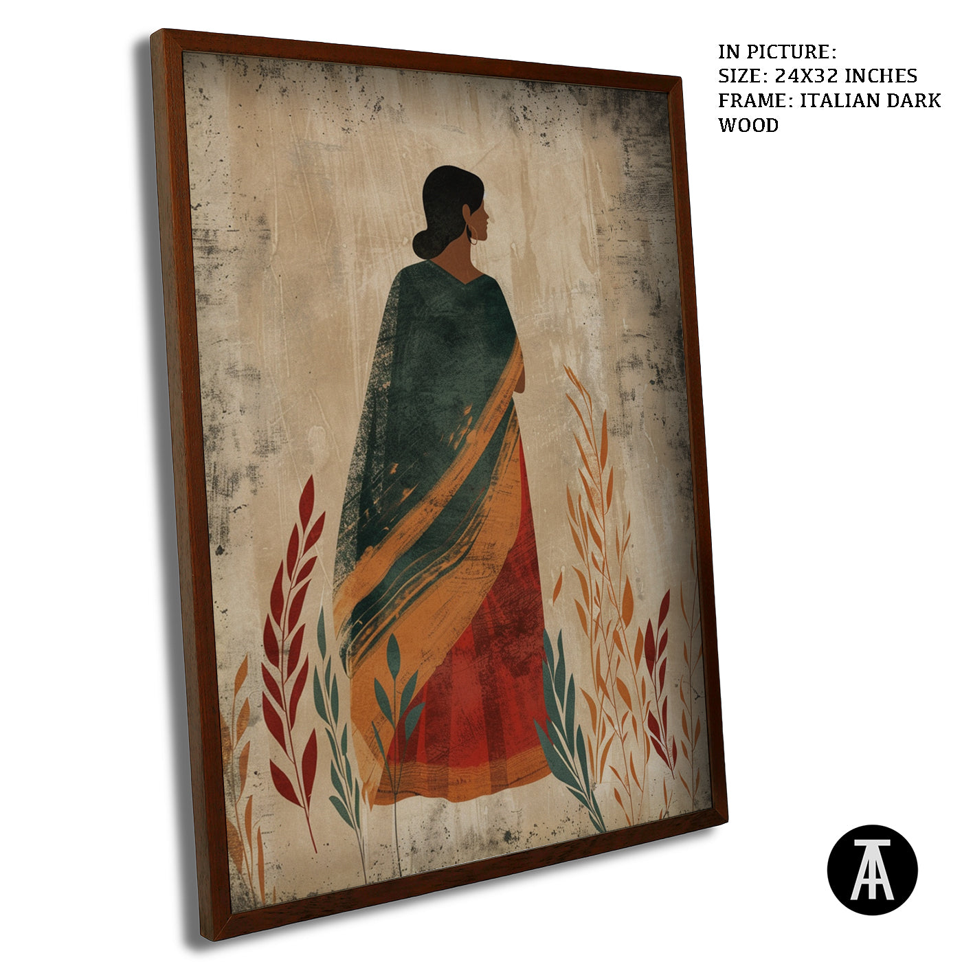 Artwork in Dark Wood Frame