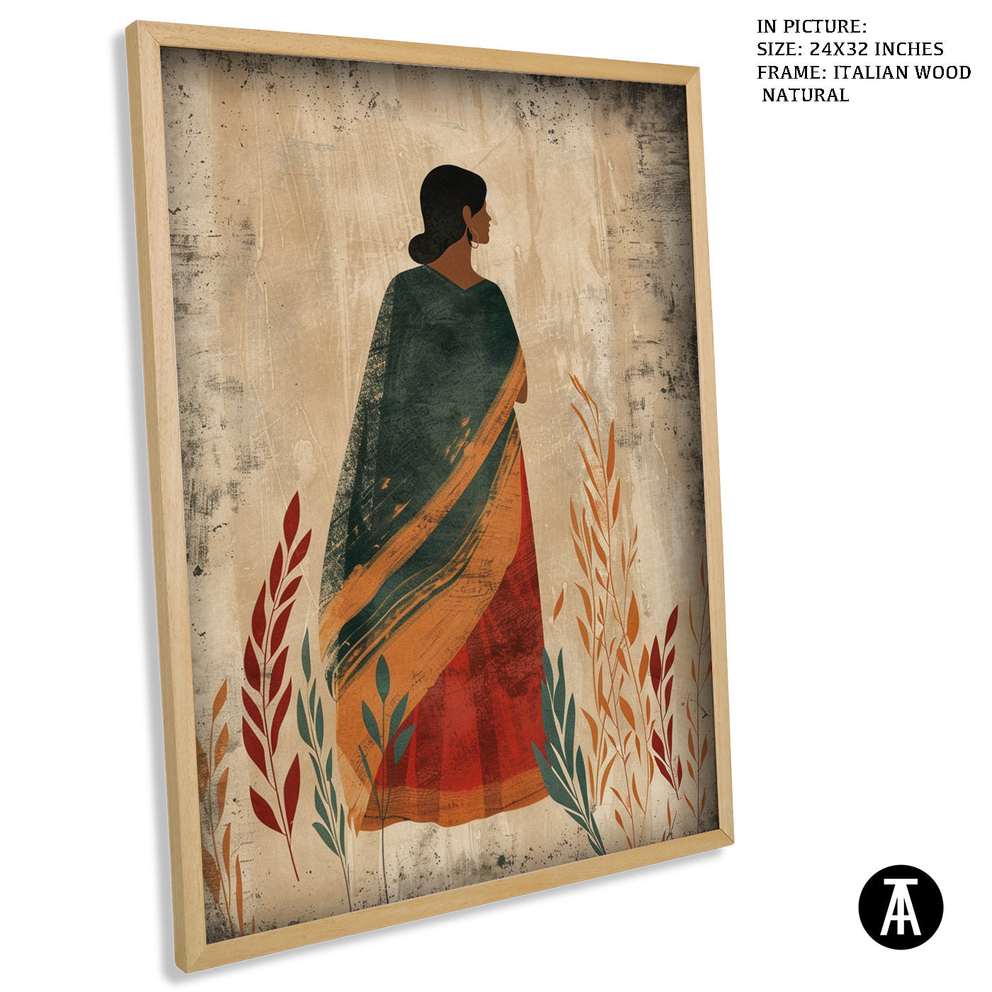 Artwork in Natural Wood Frame
