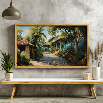 Panoramic Indian Painting in a Lifestyle Setting