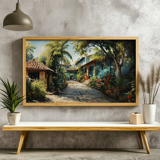 Panoramic Indian Painting in a Lifestyle Setting