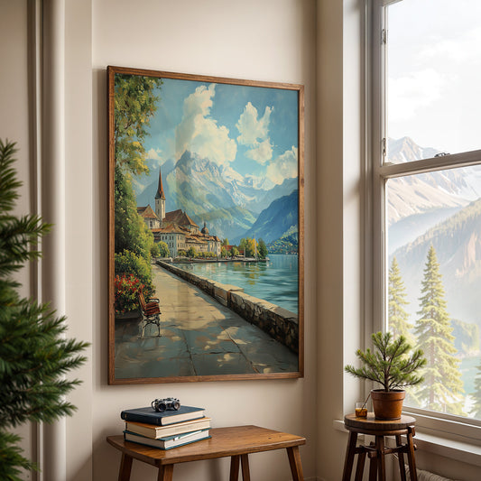 Swiss Alps Painting in a Lifestyle Setting