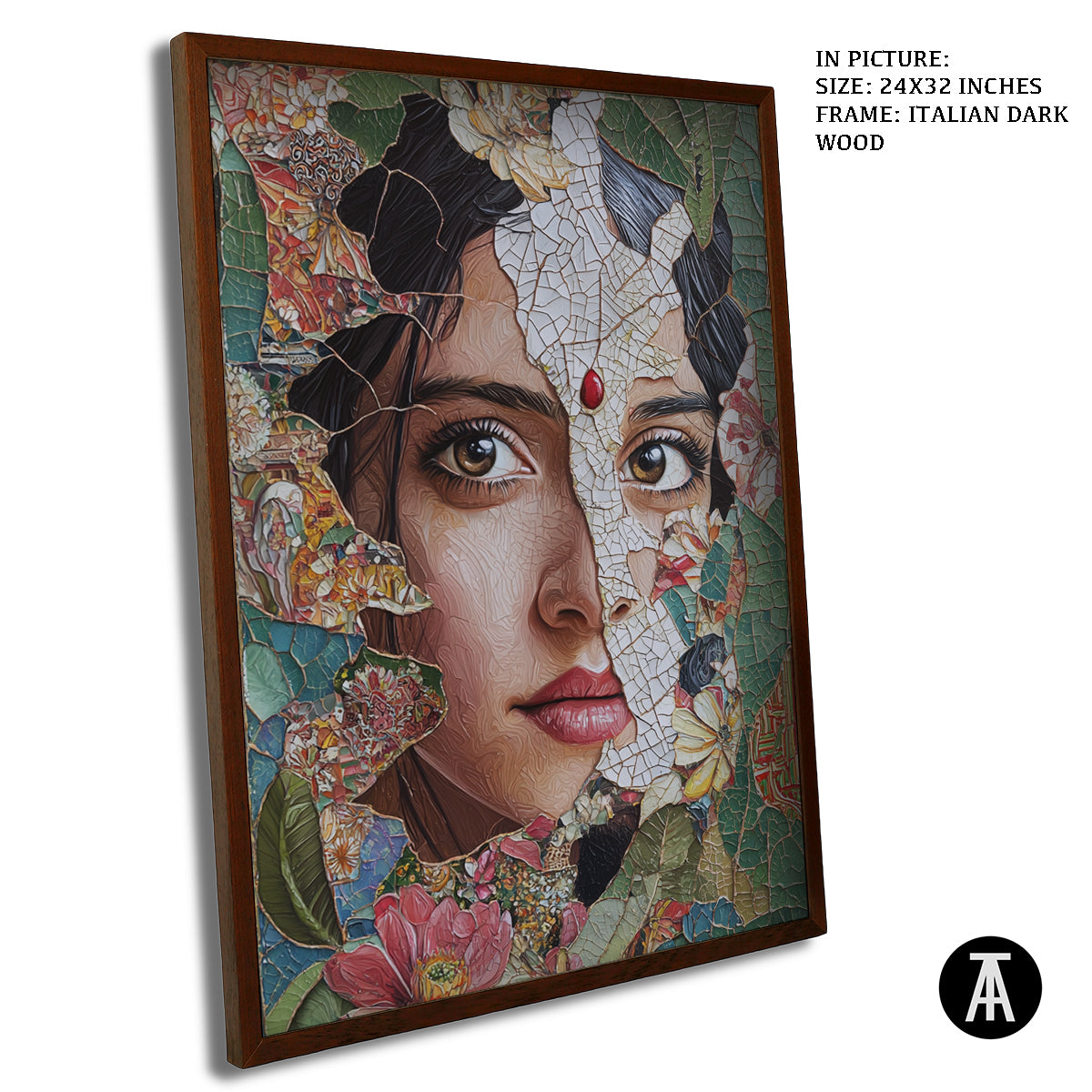 Artwork in Dark Wood Frame