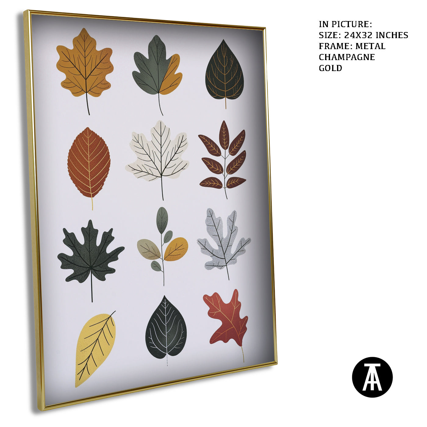 Artwork in Metal Champagne Gold Frame