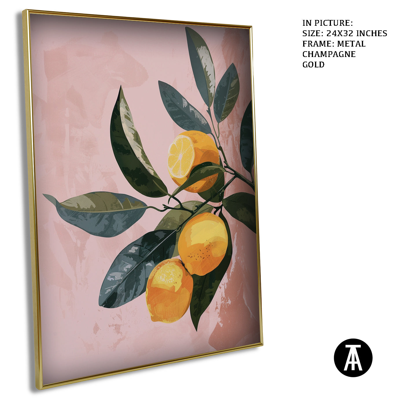 Artwork in Metal Champagne Gold Frame