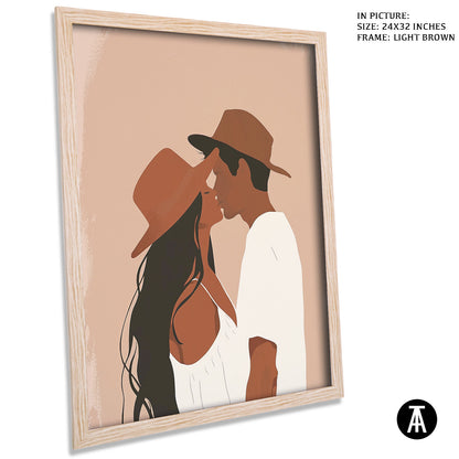 Artwork in Light Brown Frame
