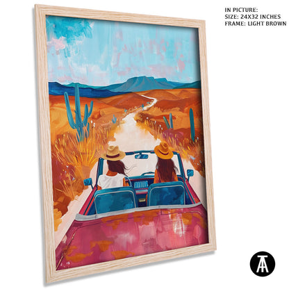 Artwork in Light Brown Frame