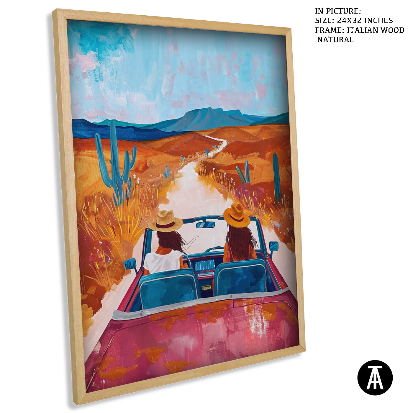 Artwork in Natural Wood Frame