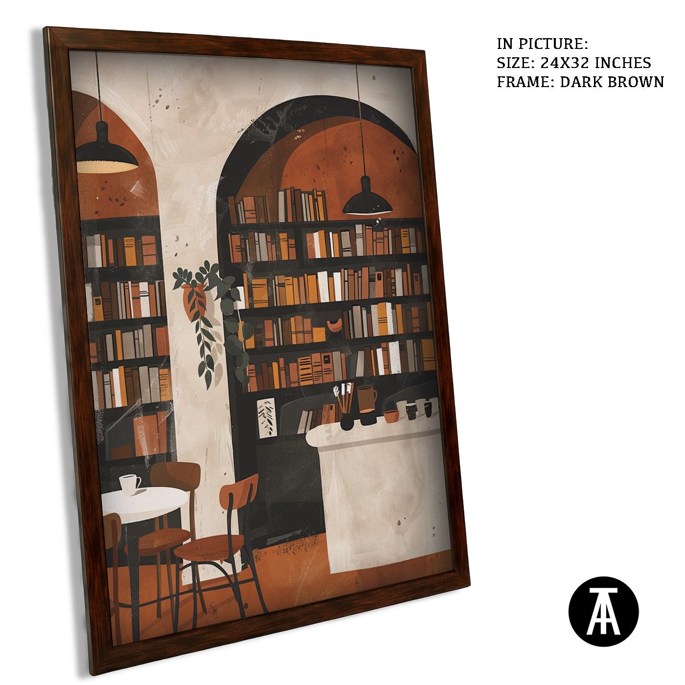 Artwork in Dark Brown Frame