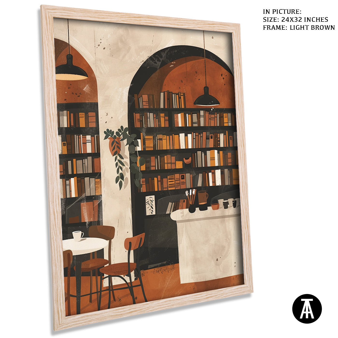 Artwork in Light Brown Frame