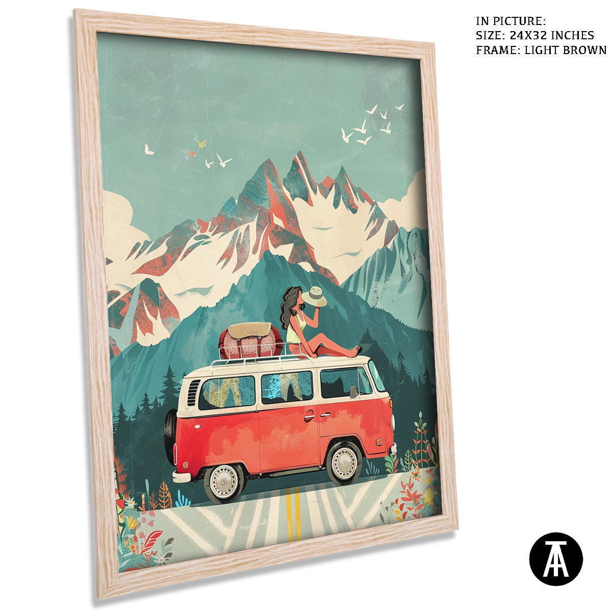 Sample Artwork in Light Brown Frame