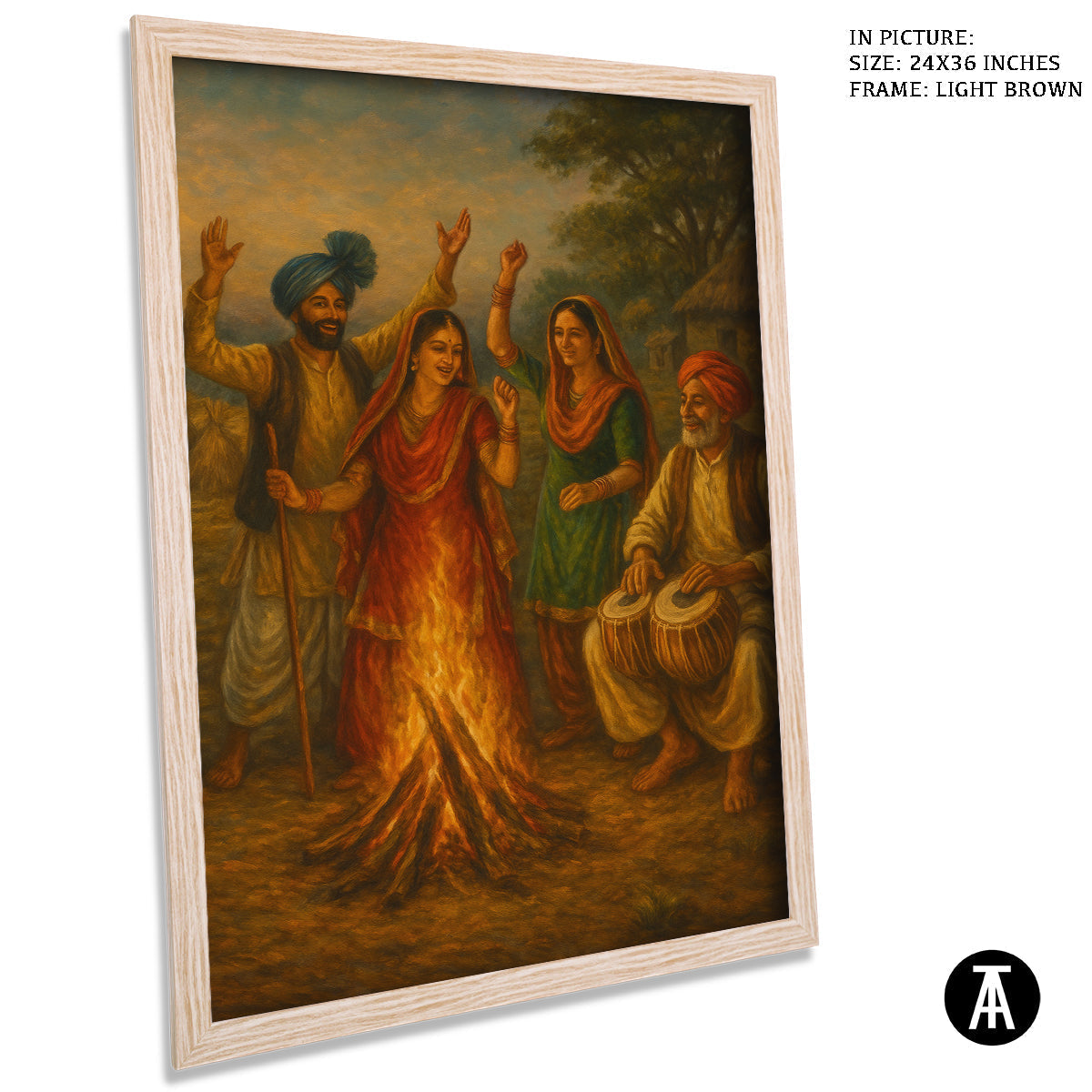 Artwork in Light Brown Frame
