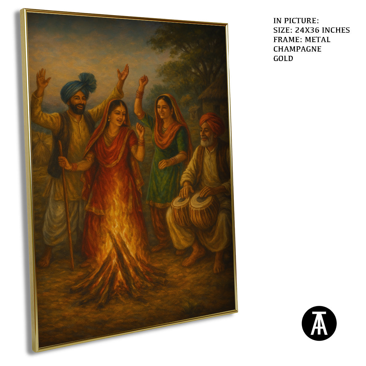 Artwork in Metal Champagne Gold Frame