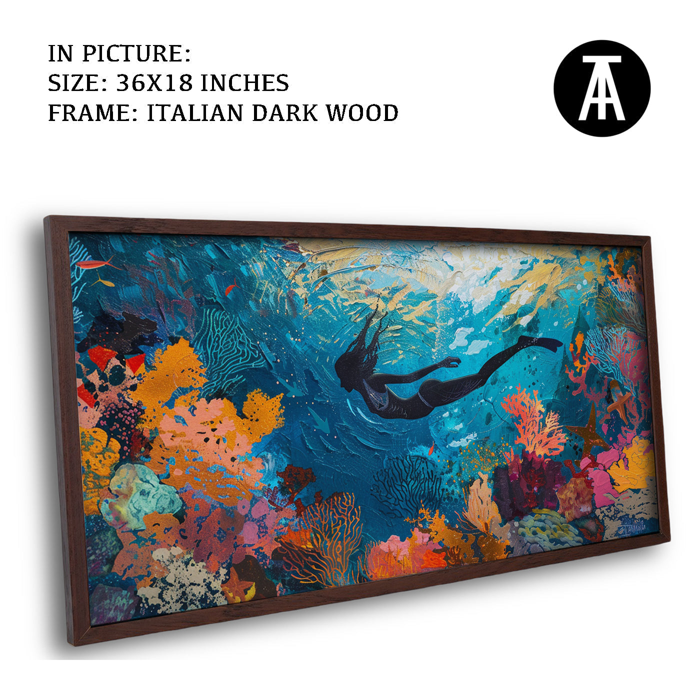 Artwork in Dark Wood Frame