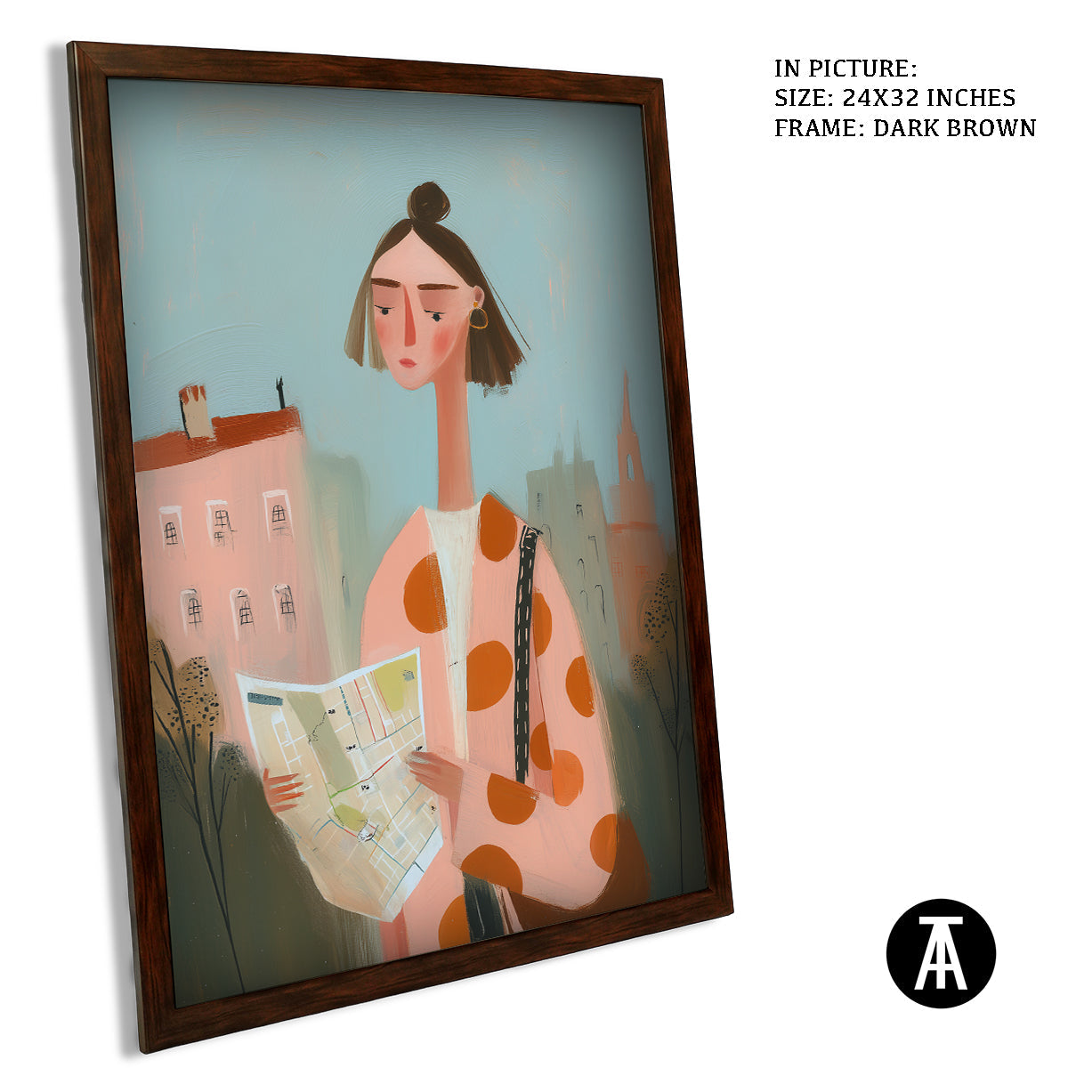 Artwork in Dark Brown Frame