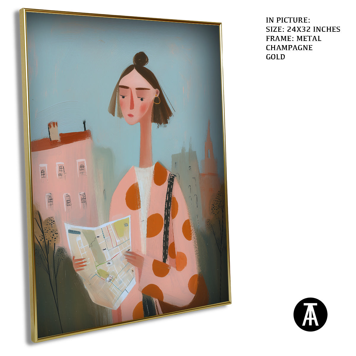 Artwork in Metal Champagne Gold Frame