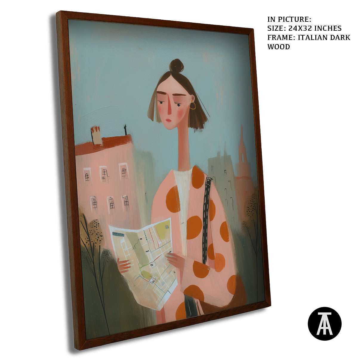 Artwork in Dark Wood Frame