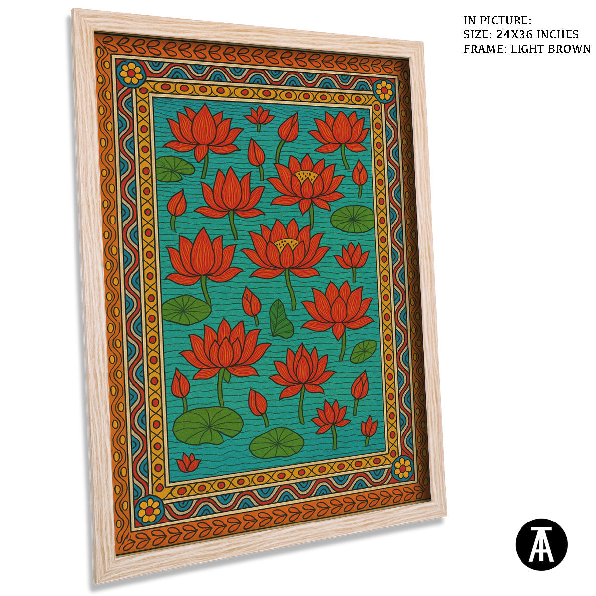Artwork in Light Brown Frame