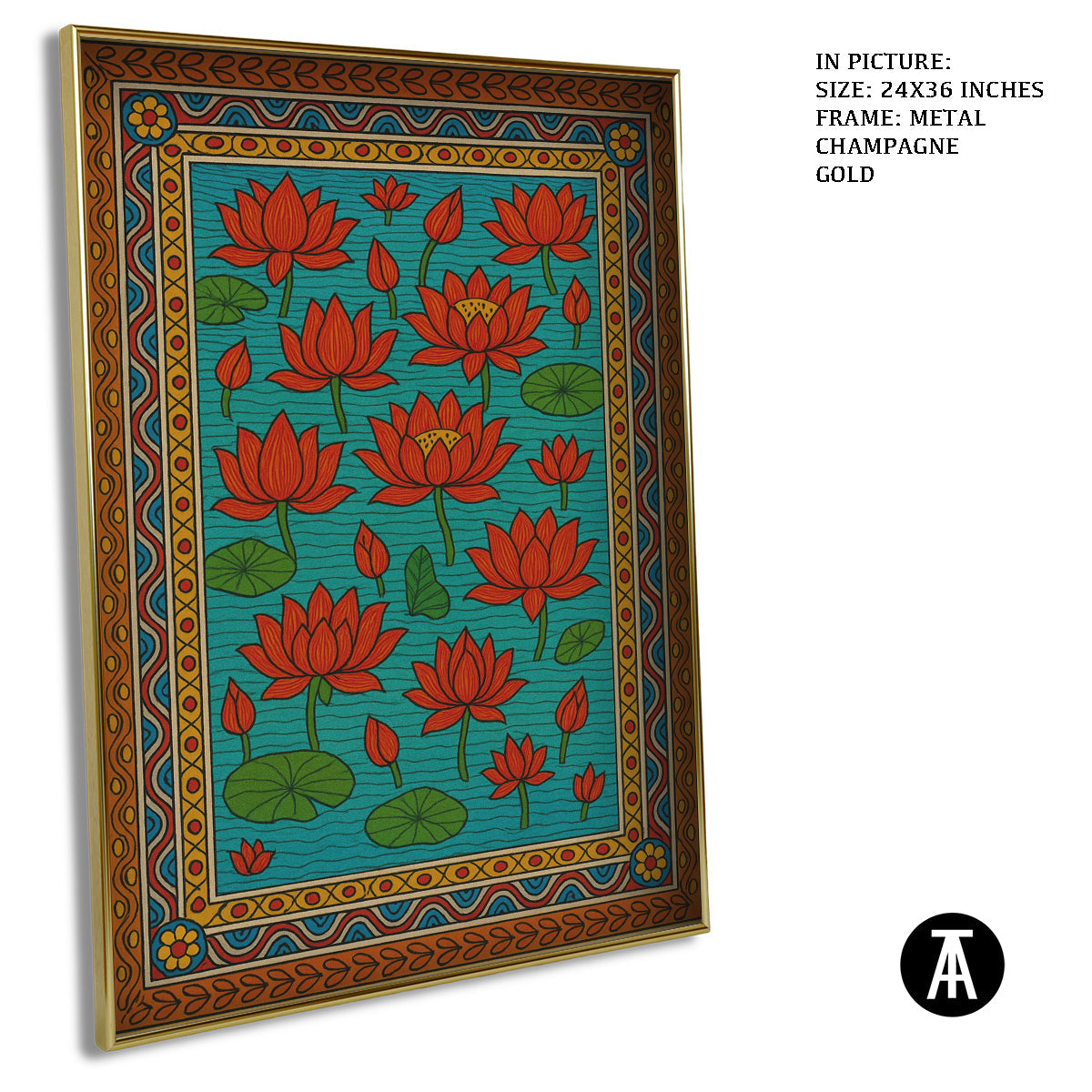 Artwork in Metal Champagne Gold Frame