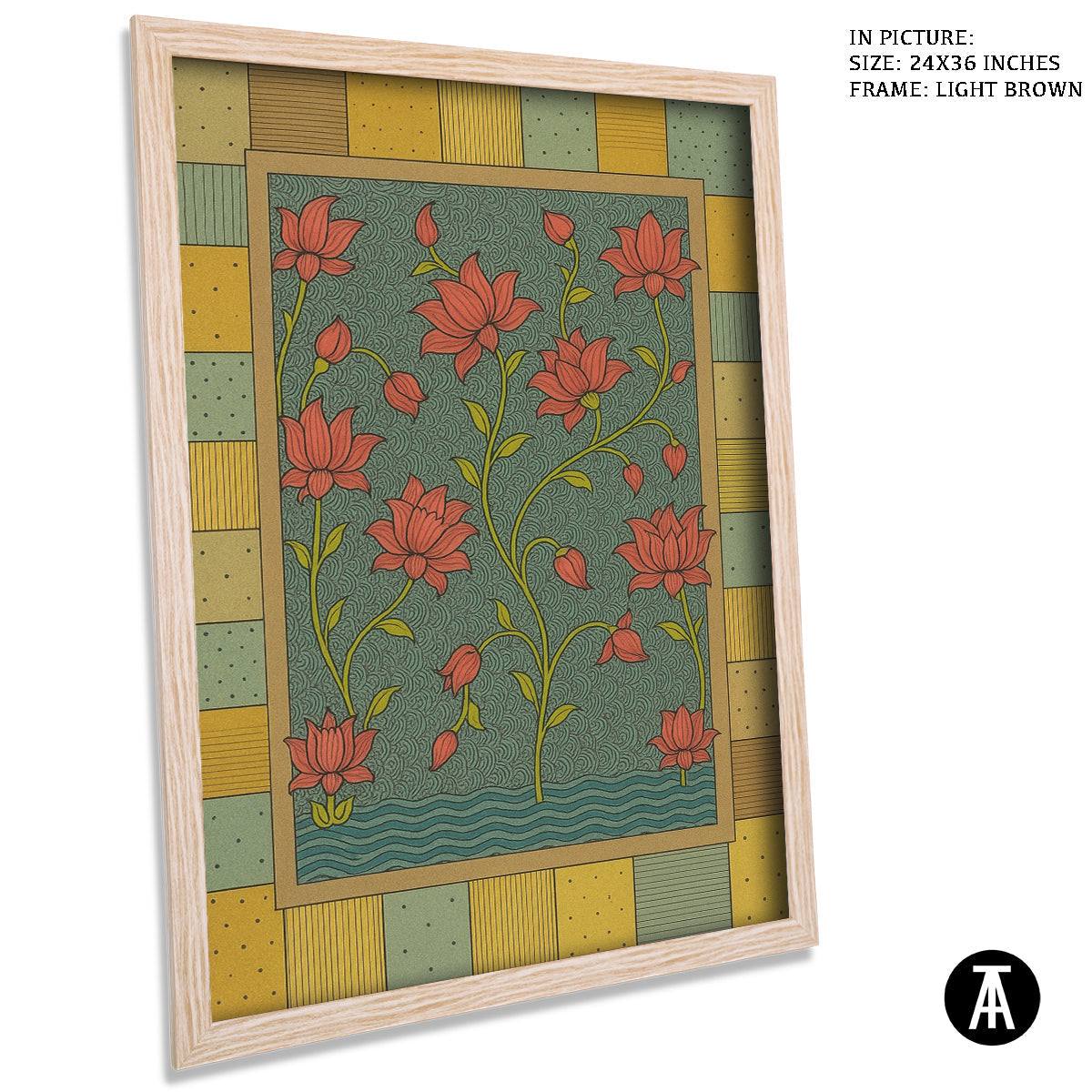 Artwork in Light Brown Frame