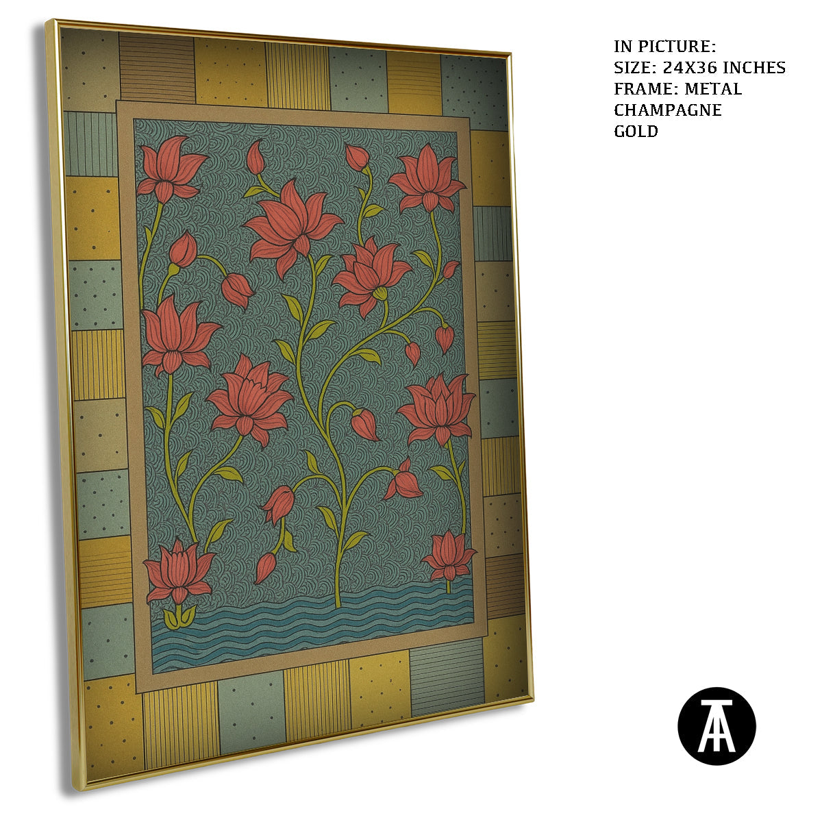 Artwork in Metal Champagne Gold Frame