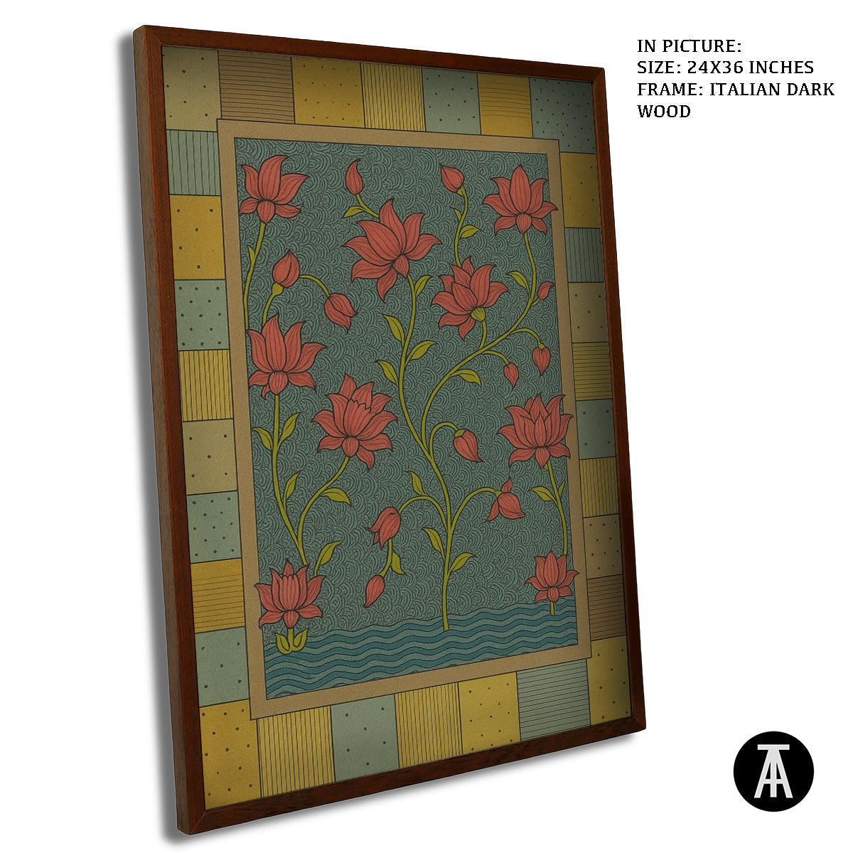 Artwork in Dark Wood Frame