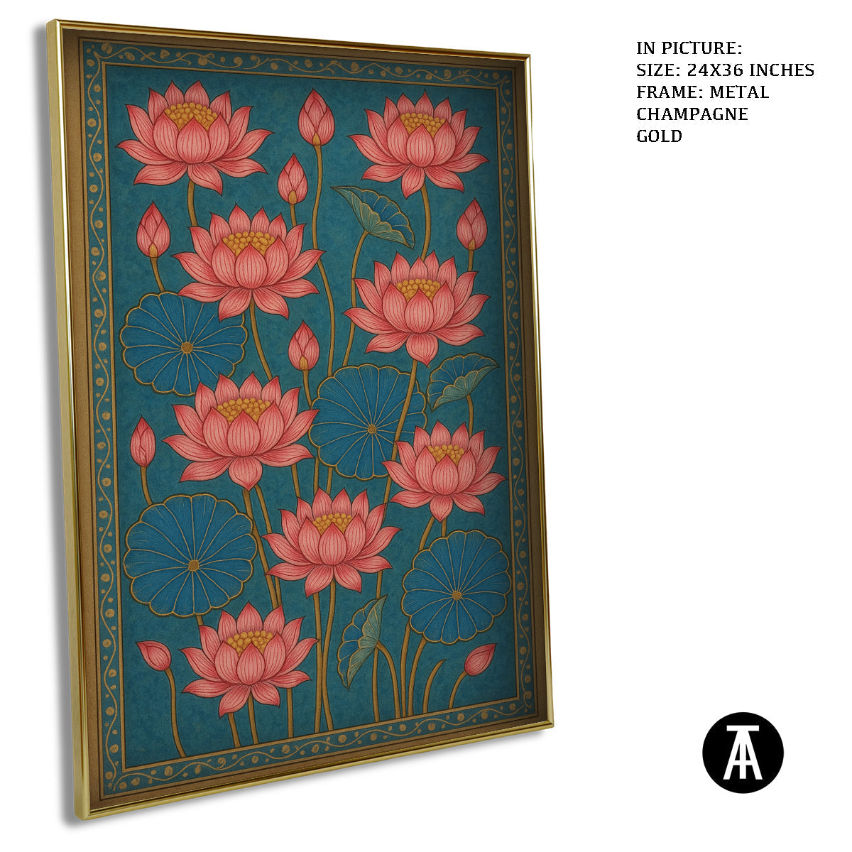 Artwork in Metal Champagne Gold Frame