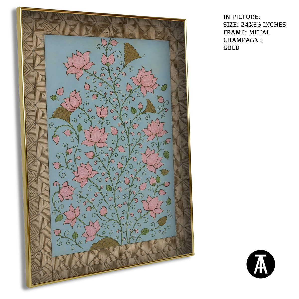 Artwork in Metal Champagne Gold Frame
