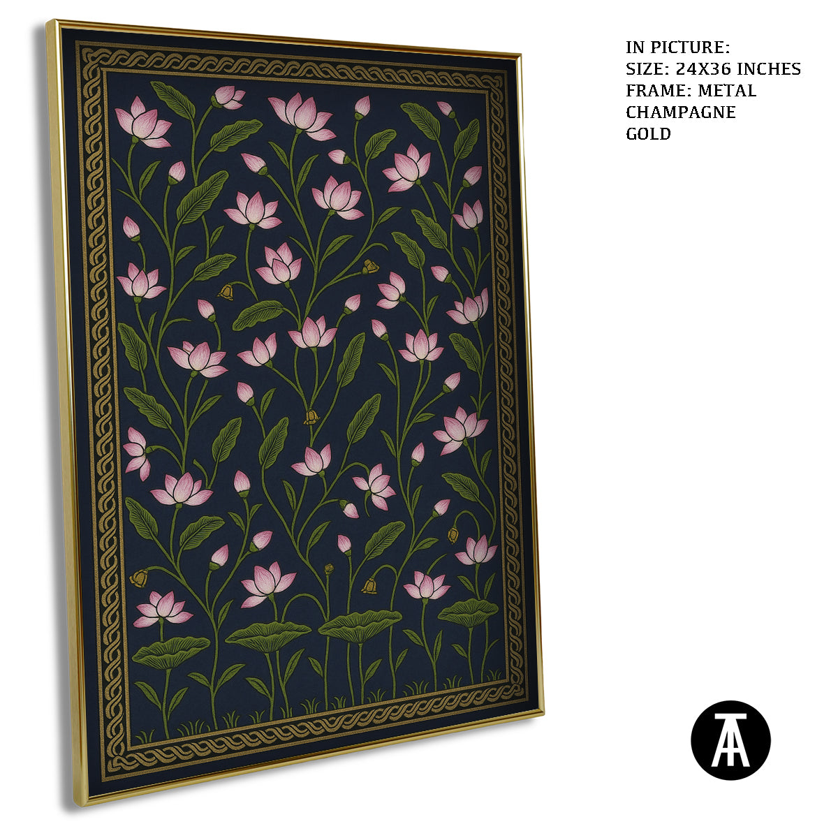 Artwork in Metal Champagne Gold Frame