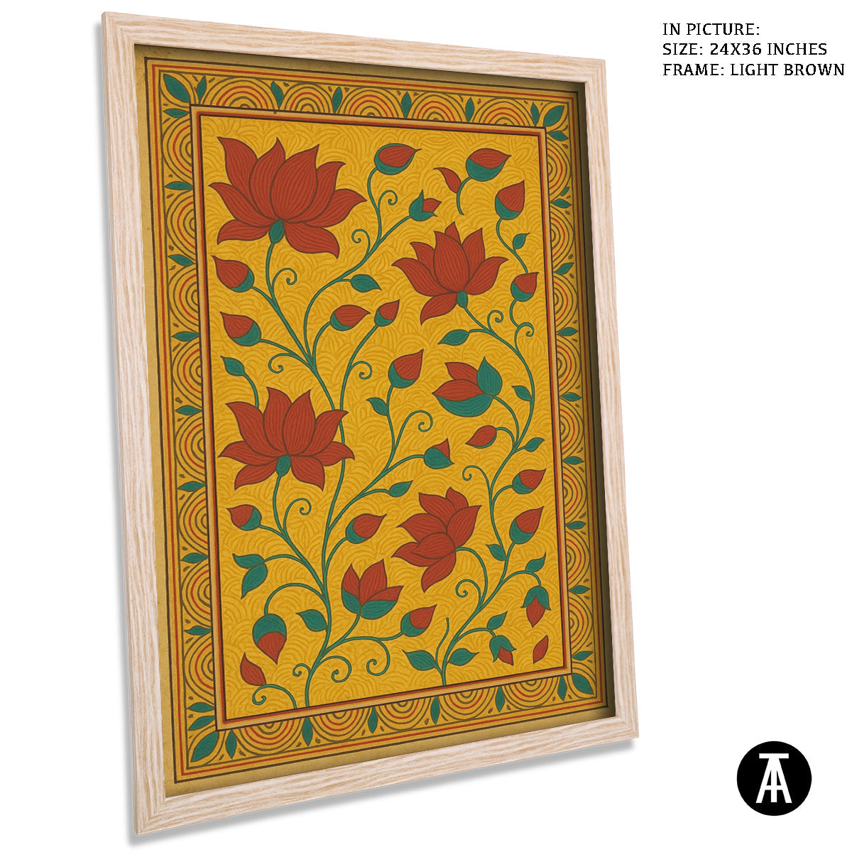 Artwork in Light Brown Frame