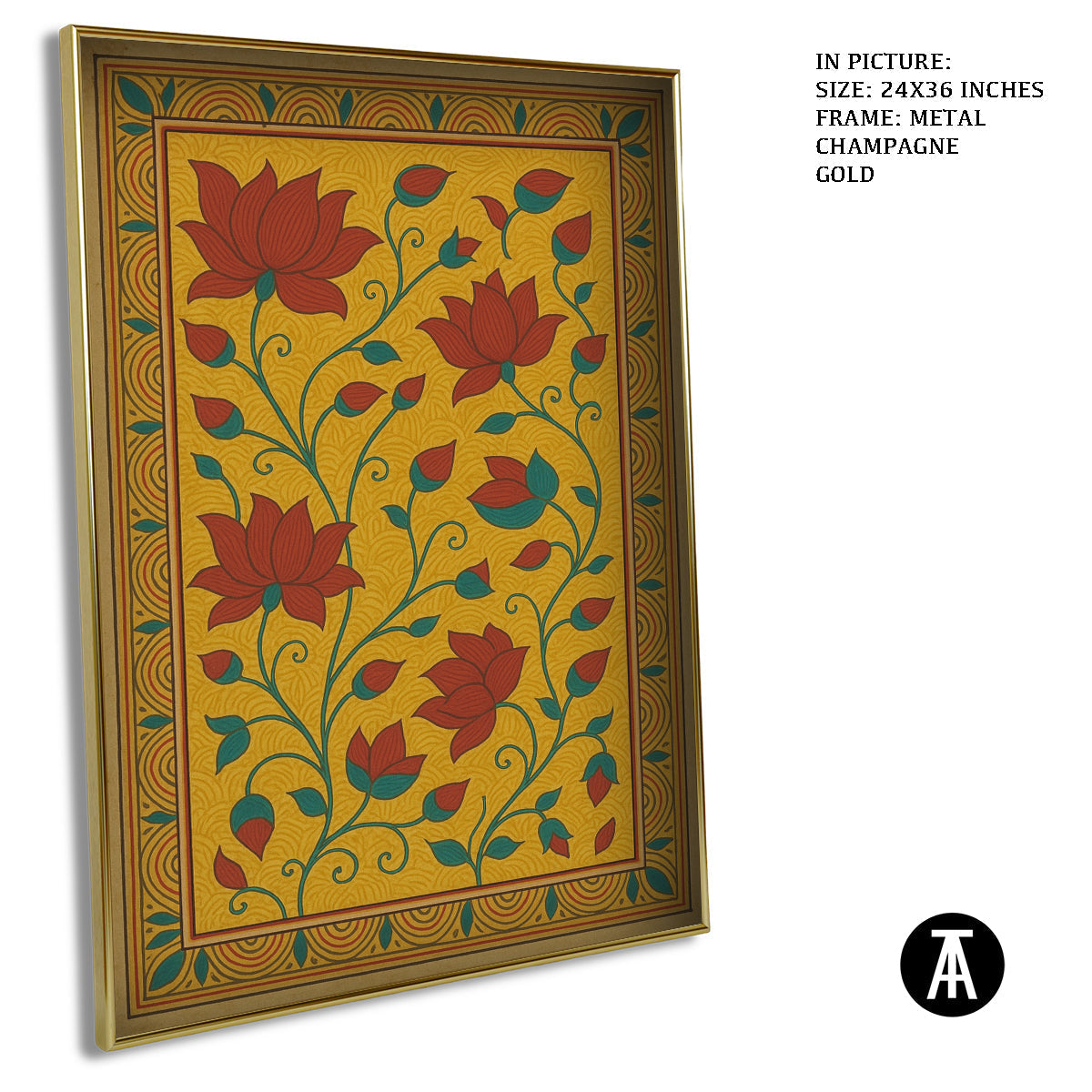 Artwork in Metal Champagne Gold Frame
