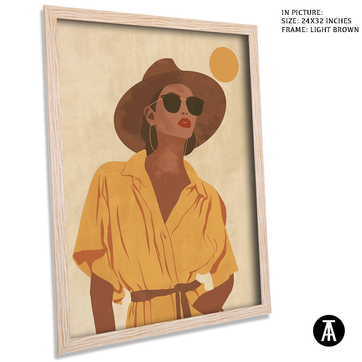 Sample Artwork in Light Brown Frame