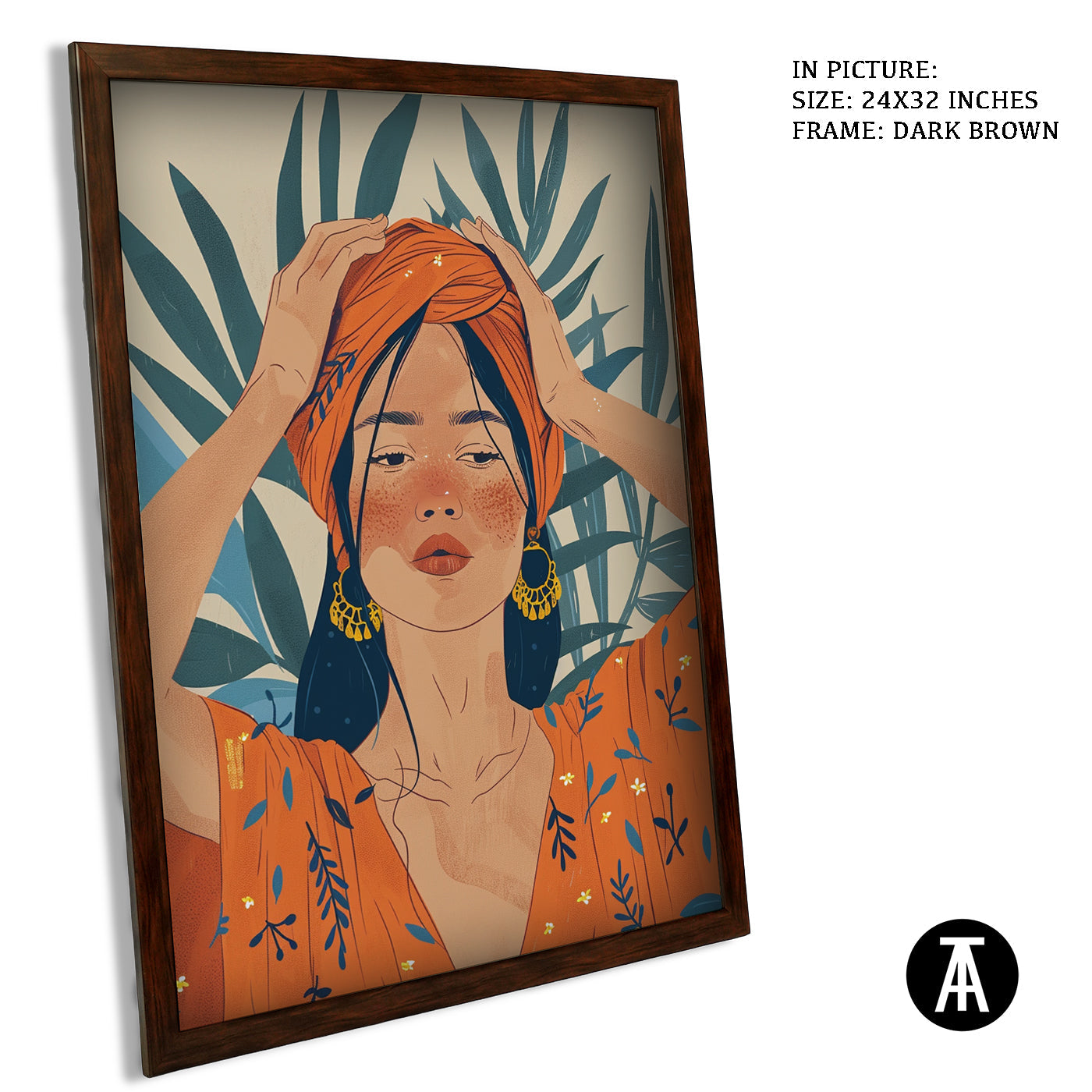 Artwork in Dark Brown Frame