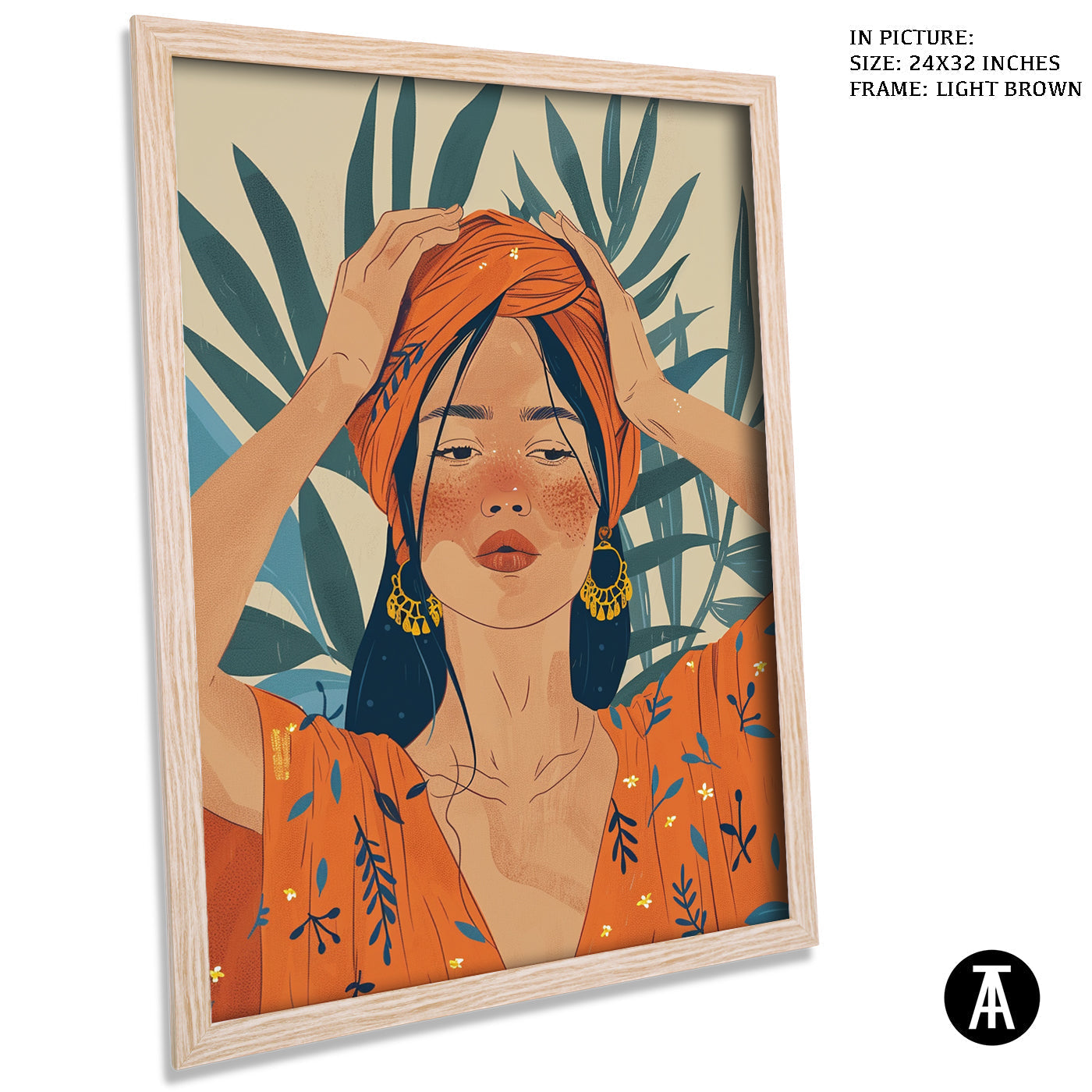 Artwork in Light Brown Frame