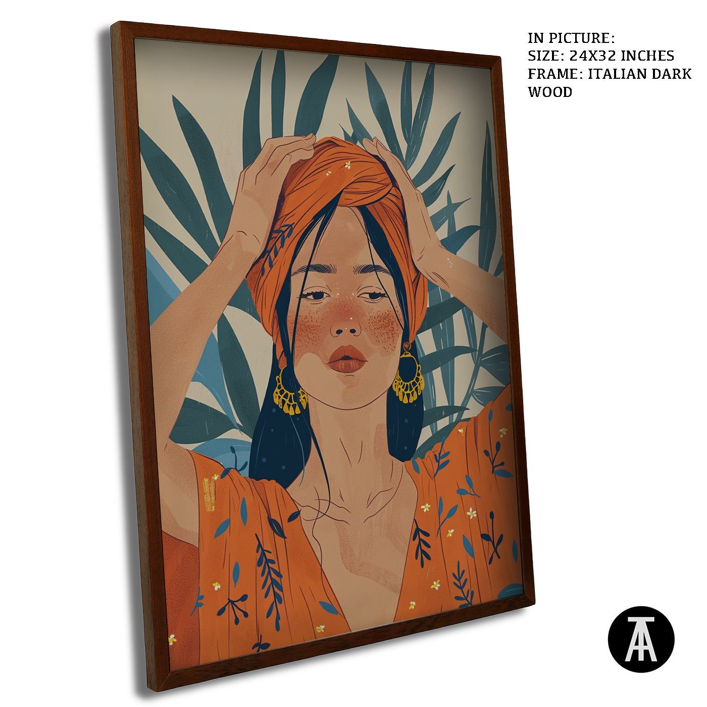 Artwork in Dark Wood Frame