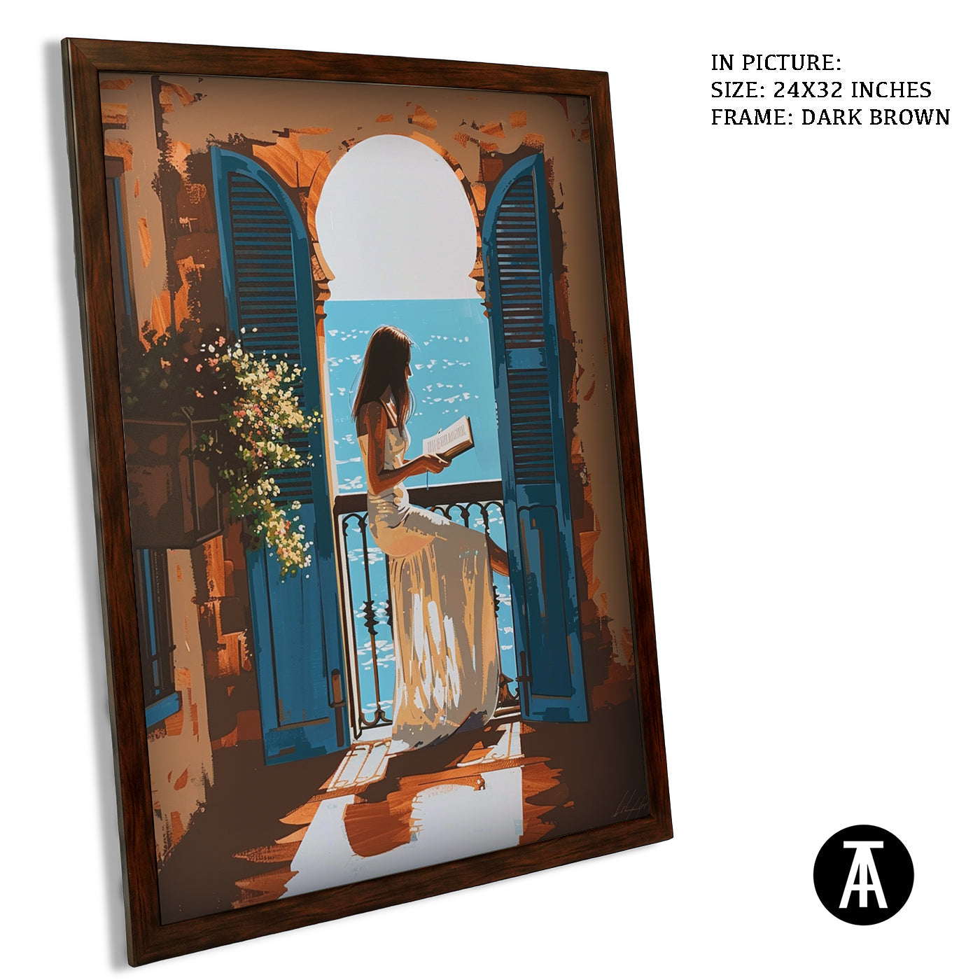 Artwork in Dark Brown Frame