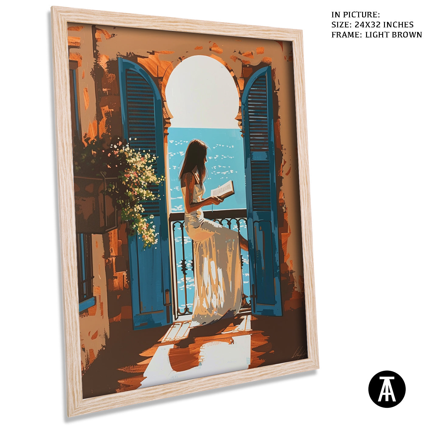 Artwork in Light Brown Frame