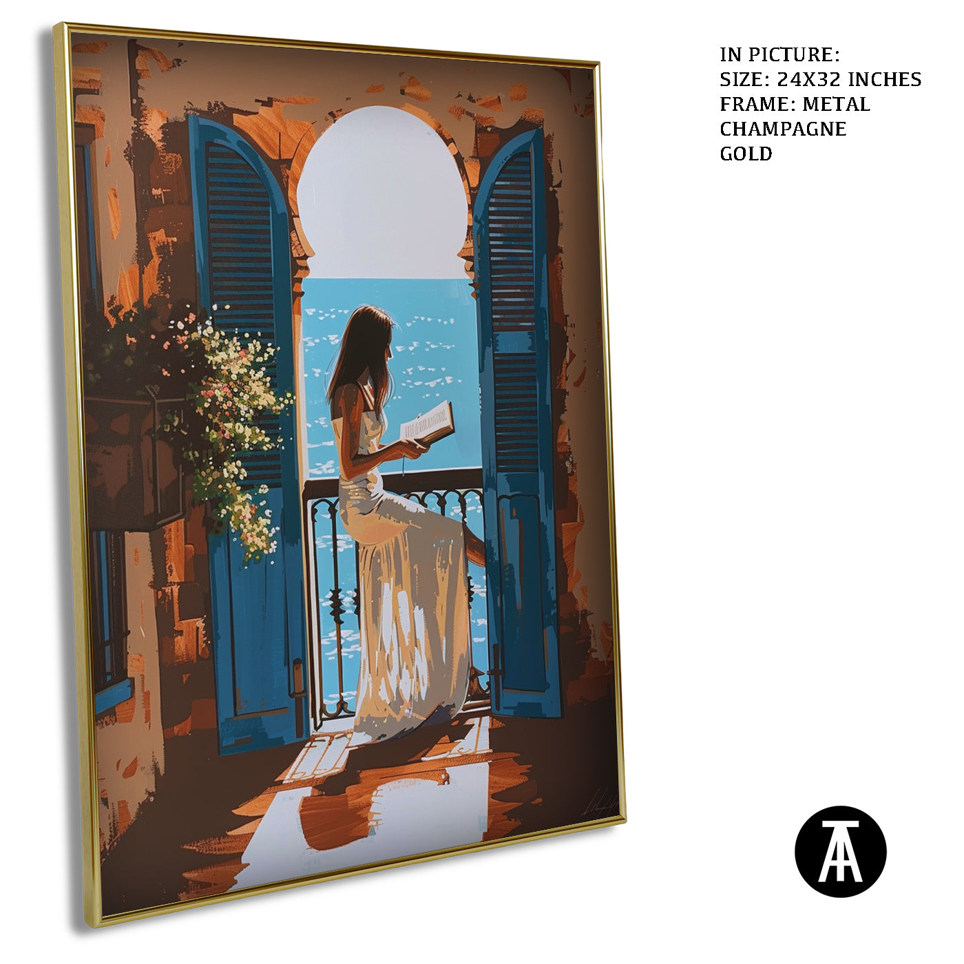 Artwork in Metal Champagne Gold Frame