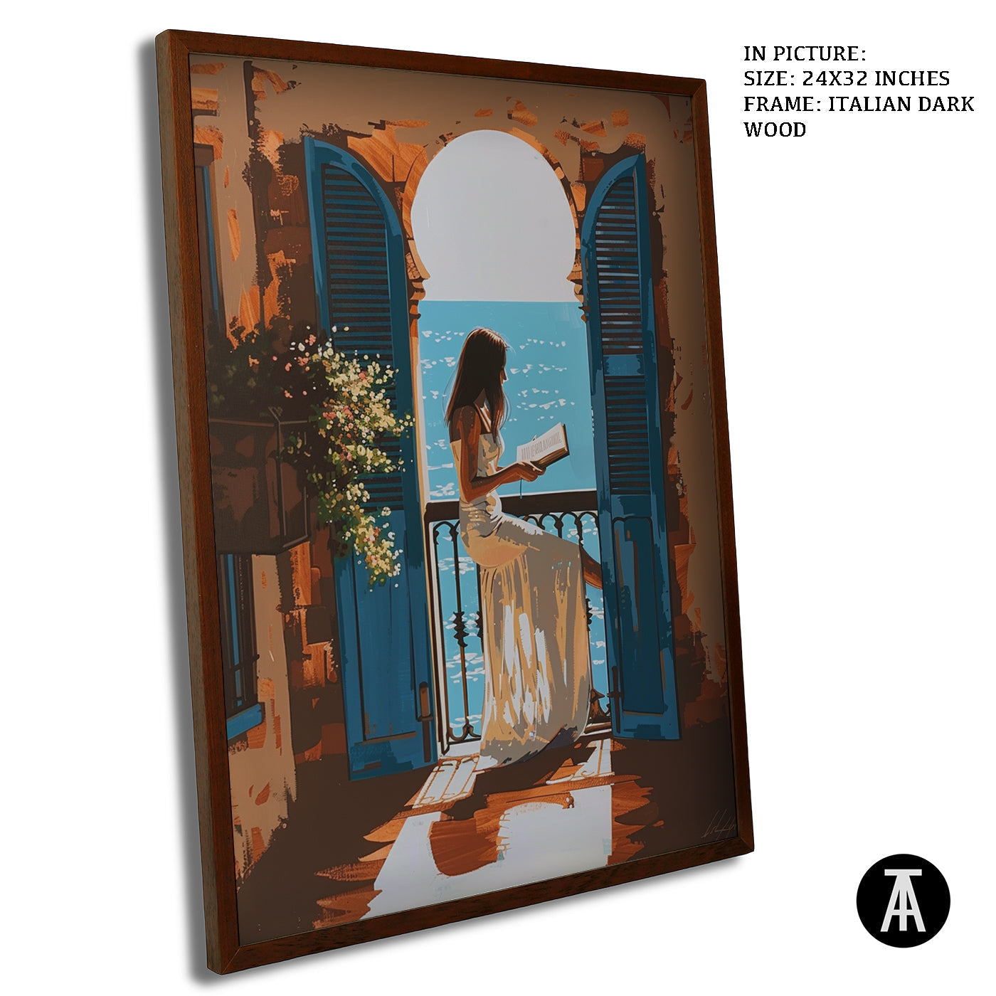 Artwork in Dark Wood Frame