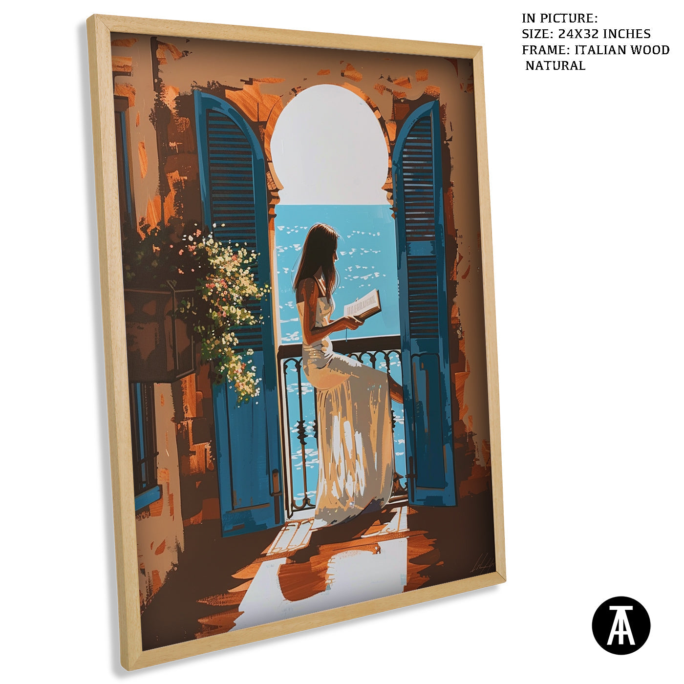 Artwork in Natural Wood Frame