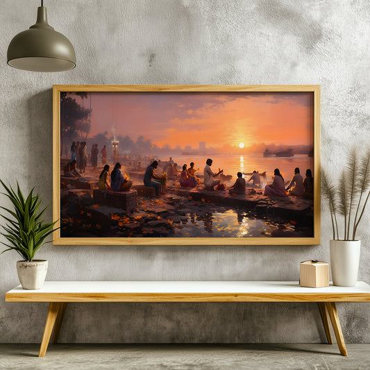 Panoramic Indian Painting in a Lifestyle Setting