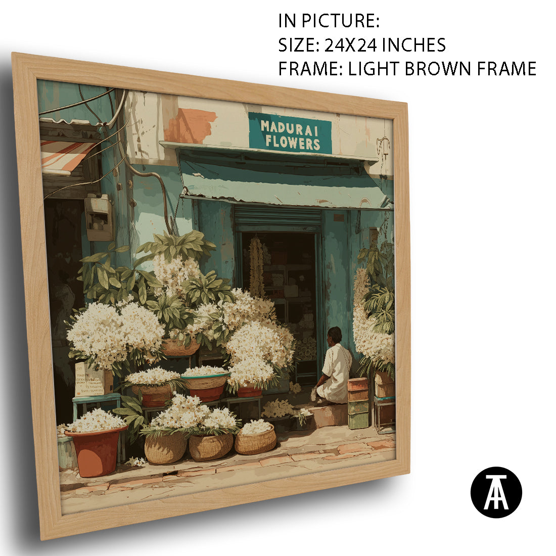 Artwork in Light Brown Frame