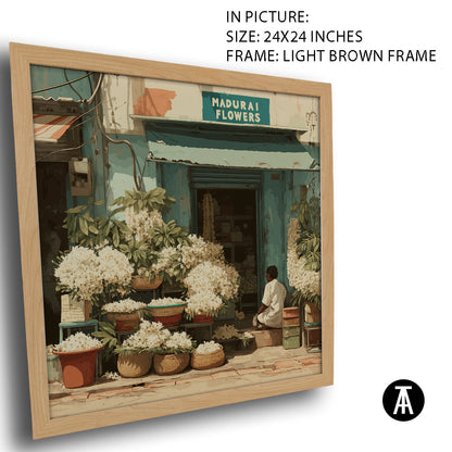 Artwork in Light Brown Frame